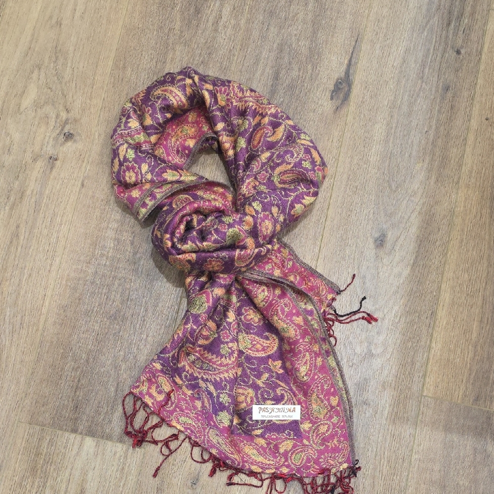 Pashmina Cashmere Silk Purple/Pink/Orange Wrap